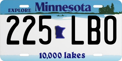 MN license plate 225LBO