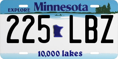MN license plate 225LBZ
