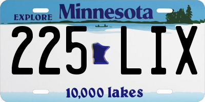 MN license plate 225LIX