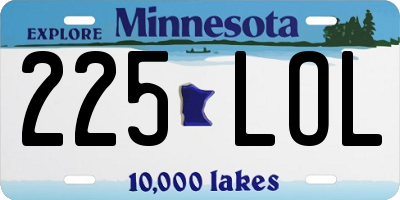 MN license plate 225LOL