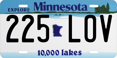 MN license plate 225LOV