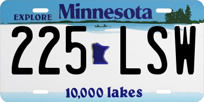 MN license plate 225LSW