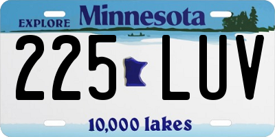 MN license plate 225LUV