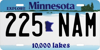 MN license plate 225NAM