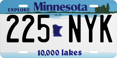 MN license plate 225NYK
