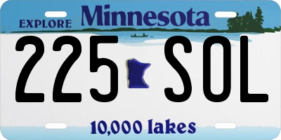 MN license plate 225SOL