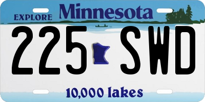 MN license plate 225SWD