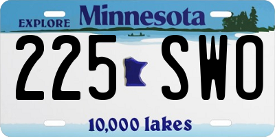 MN license plate 225SWO
