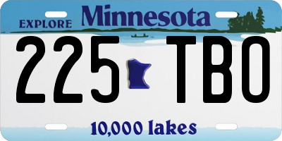 MN license plate 225TBO