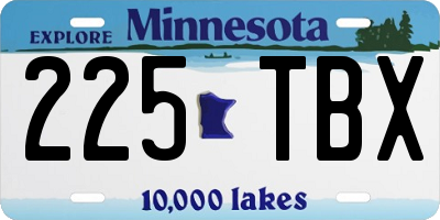 MN license plate 225TBX
