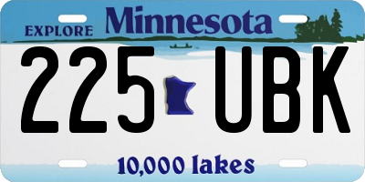 MN license plate 225UBK