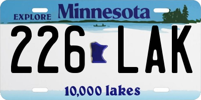 MN license plate 226LAK