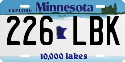 MN license plate 226LBK
