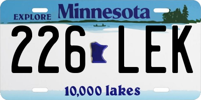 MN license plate 226LEK
