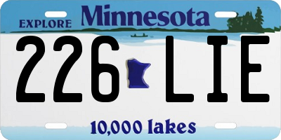 MN license plate 226LIE