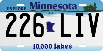 MN license plate 226LIV