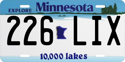 MN license plate 226LIX