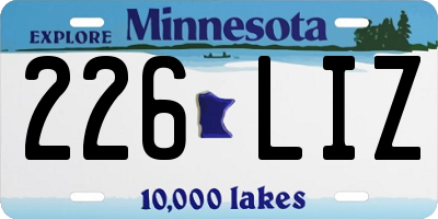 MN license plate 226LIZ