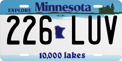 MN license plate 226LUV