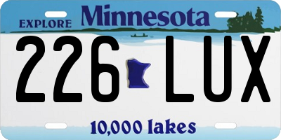 MN license plate 226LUX