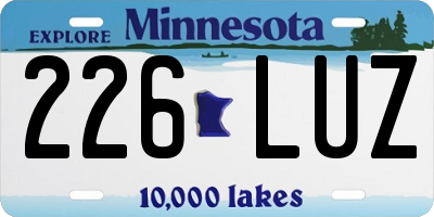MN license plate 226LUZ