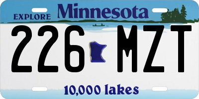 MN license plate 226MZT
