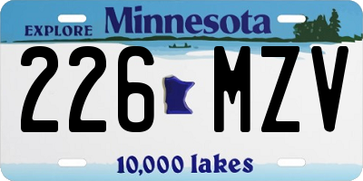 MN license plate 226MZV