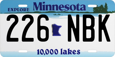 MN license plate 226NBK