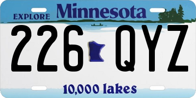 MN license plate 226QYZ