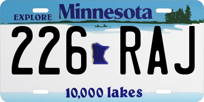 MN license plate 226RAJ