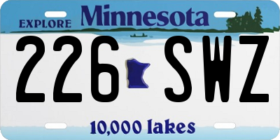 MN license plate 226SWZ
