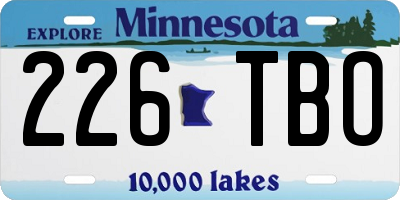 MN license plate 226TBO