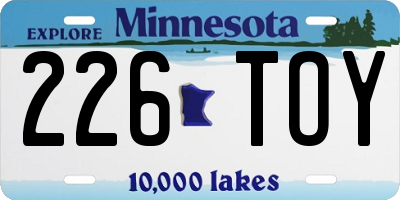 MN license plate 226TOY