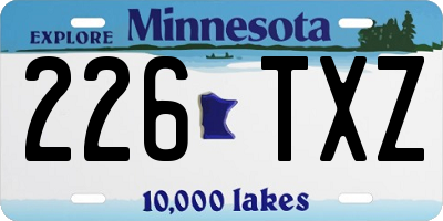 MN license plate 226TXZ