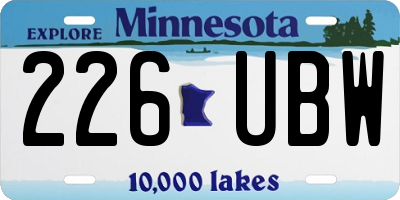 MN license plate 226UBW