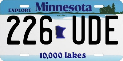 MN license plate 226UDE