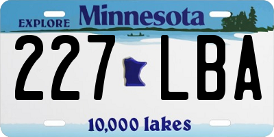 MN license plate 227LBA