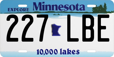 MN license plate 227LBE