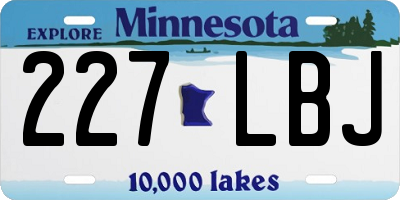 MN license plate 227LBJ