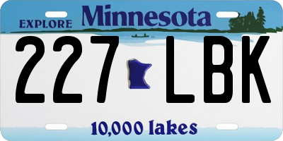 MN license plate 227LBK