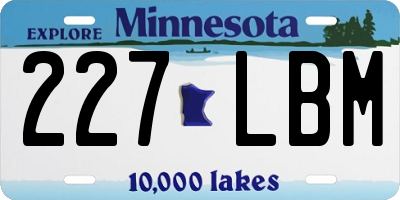 MN license plate 227LBM