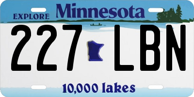 MN license plate 227LBN