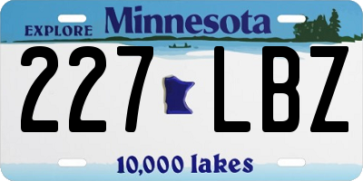 MN license plate 227LBZ