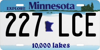 MN license plate 227LCE