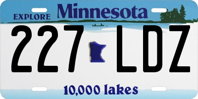 MN license plate 227LDZ