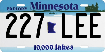 MN license plate 227LEE
