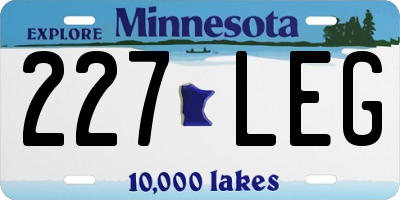 MN license plate 227LEG