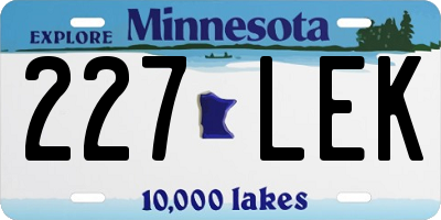 MN license plate 227LEK