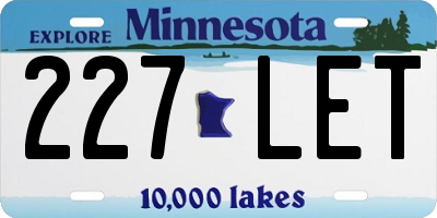 MN license plate 227LET