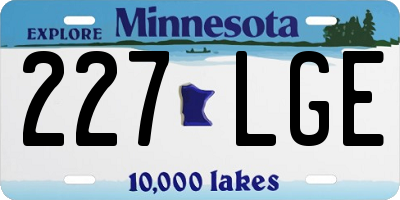 MN license plate 227LGE